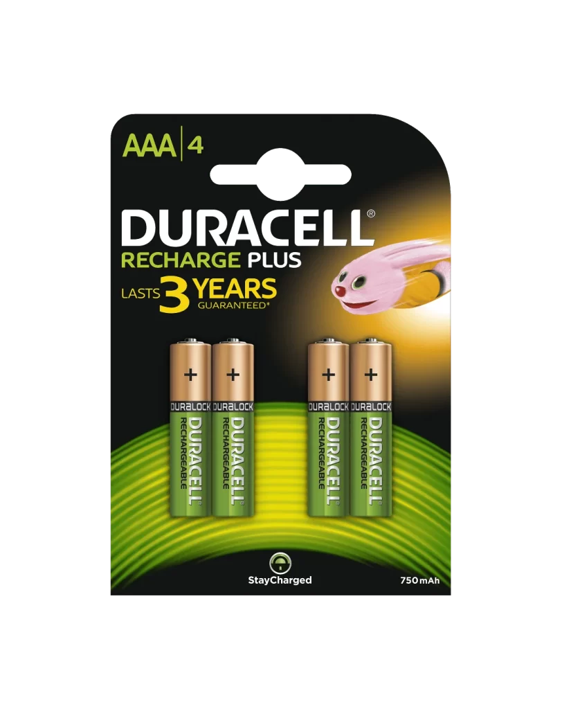 Duracell Rechargeable AAA Battery 4 Pack Packaging