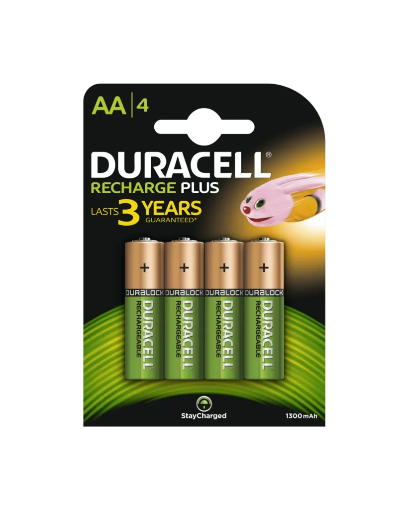 Duracell Rechargeable AA Battery 4 Pack Packaging
