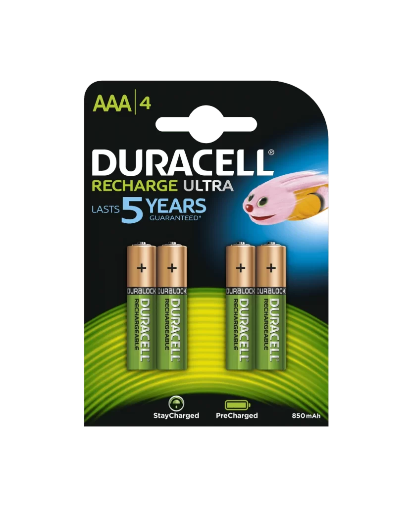 Duracell Rechargeable AAA Battery 4 Pack Packaging