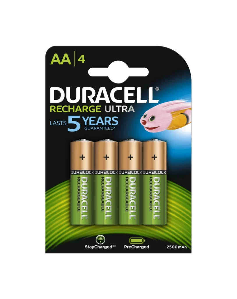 Duracell Rechargeable AA Battery 4 Pack Packaging