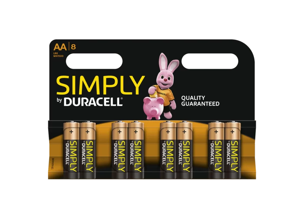 Duracell Original AA Battery 8 Pack Packaging