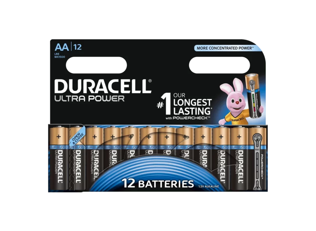 Duracell Ultra Power AA Battery 12 Pack Packaging