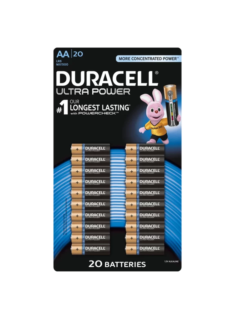 Duracell Ultra Power AA Battery 20 Pack Packaging