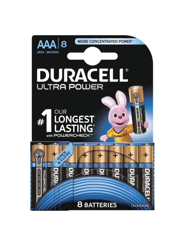 Duracell Ultra Power AAA Battery 8 Pack Packaging