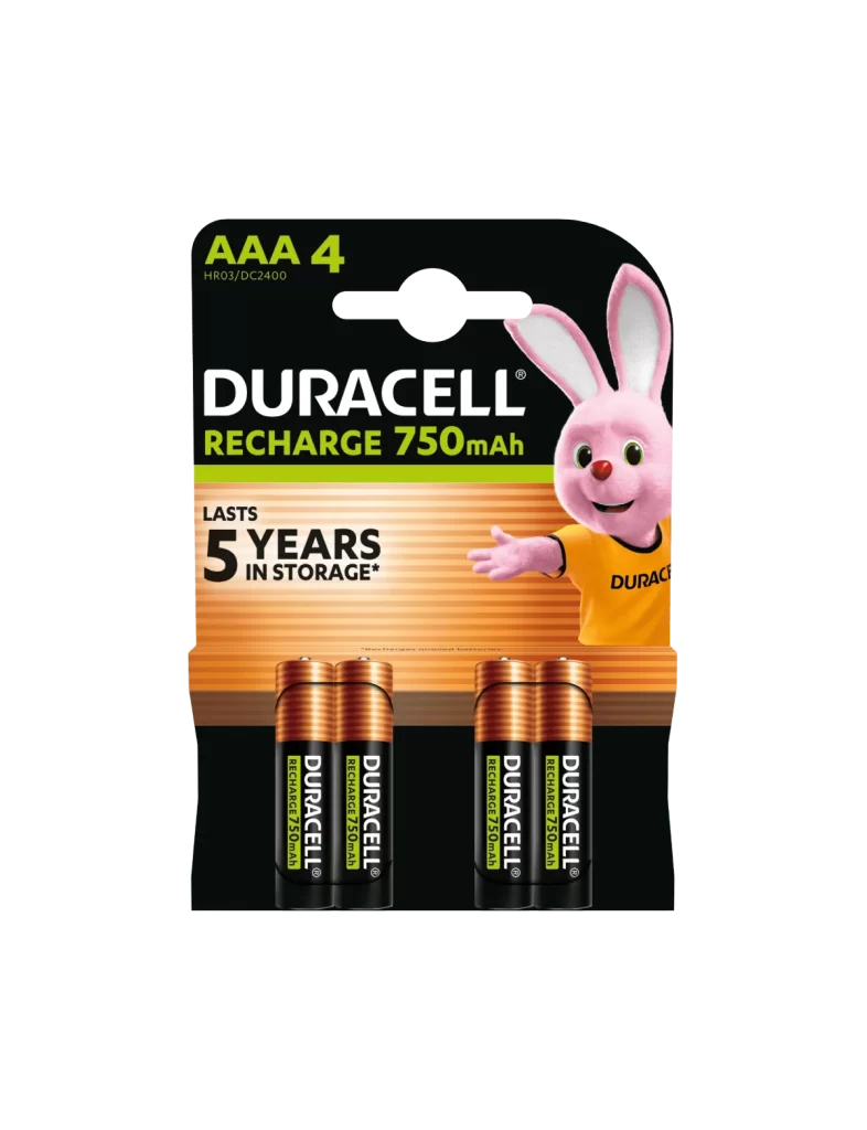 Duracell Rechargeable AAA Battery 4 Pack Packaging