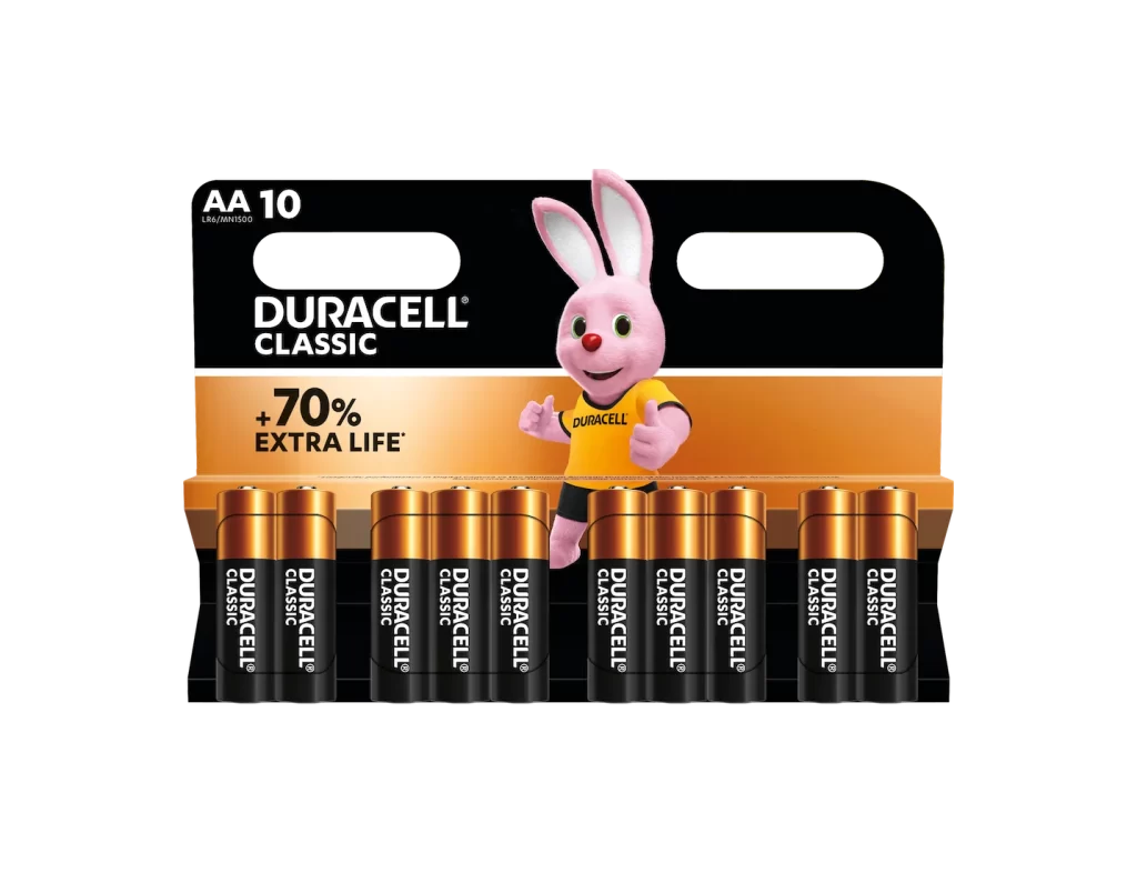 Duracell Classic AA Battery 10 Pack Packaging