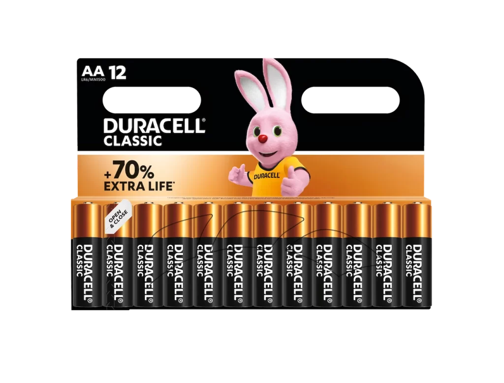 Duracell Classic AA Battery 12 Pack Packaging