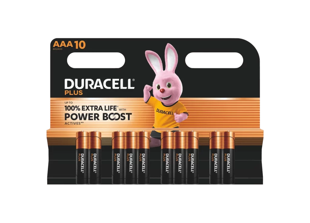 Duracell Plus Power AAA Battery 10 Pack Packaging