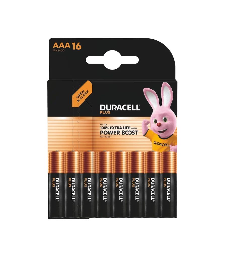 Duracell Plus Power AAA Battery 16 Pack Packaging