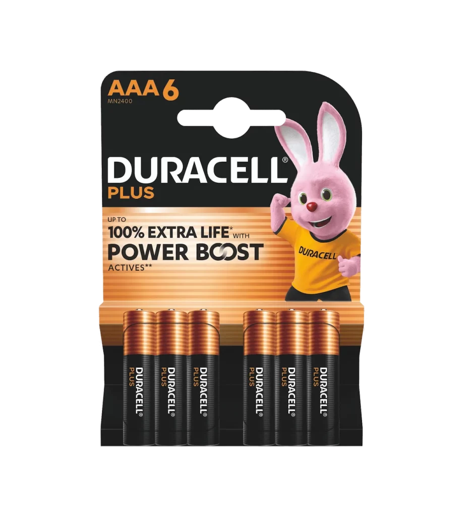 Duracell Plus Power AAA Battery 6 Pack Packaging