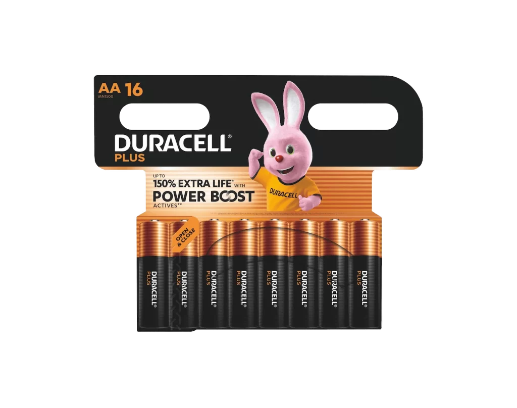 Duracell Plus Power AA Battery 16 Pack Packaging