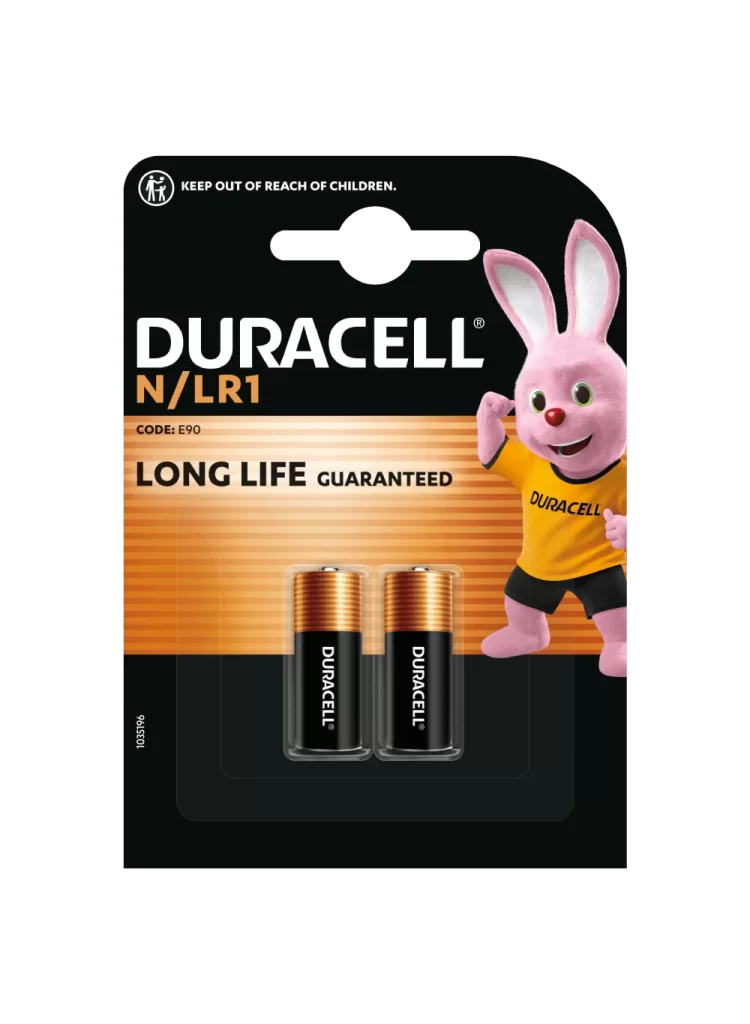 Duracell Original N/LR1 Battery 2 Pack Packaging