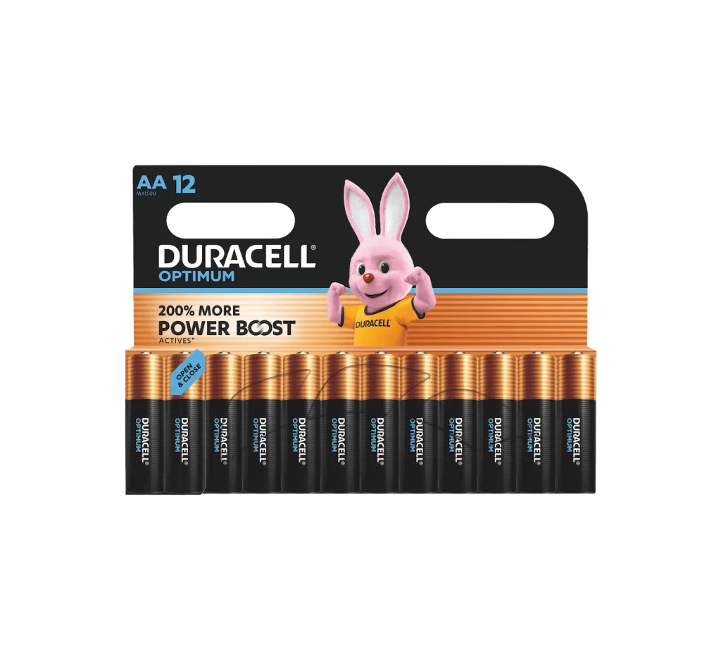 Duracell Optimum AA Battery 12 Pack Packaging