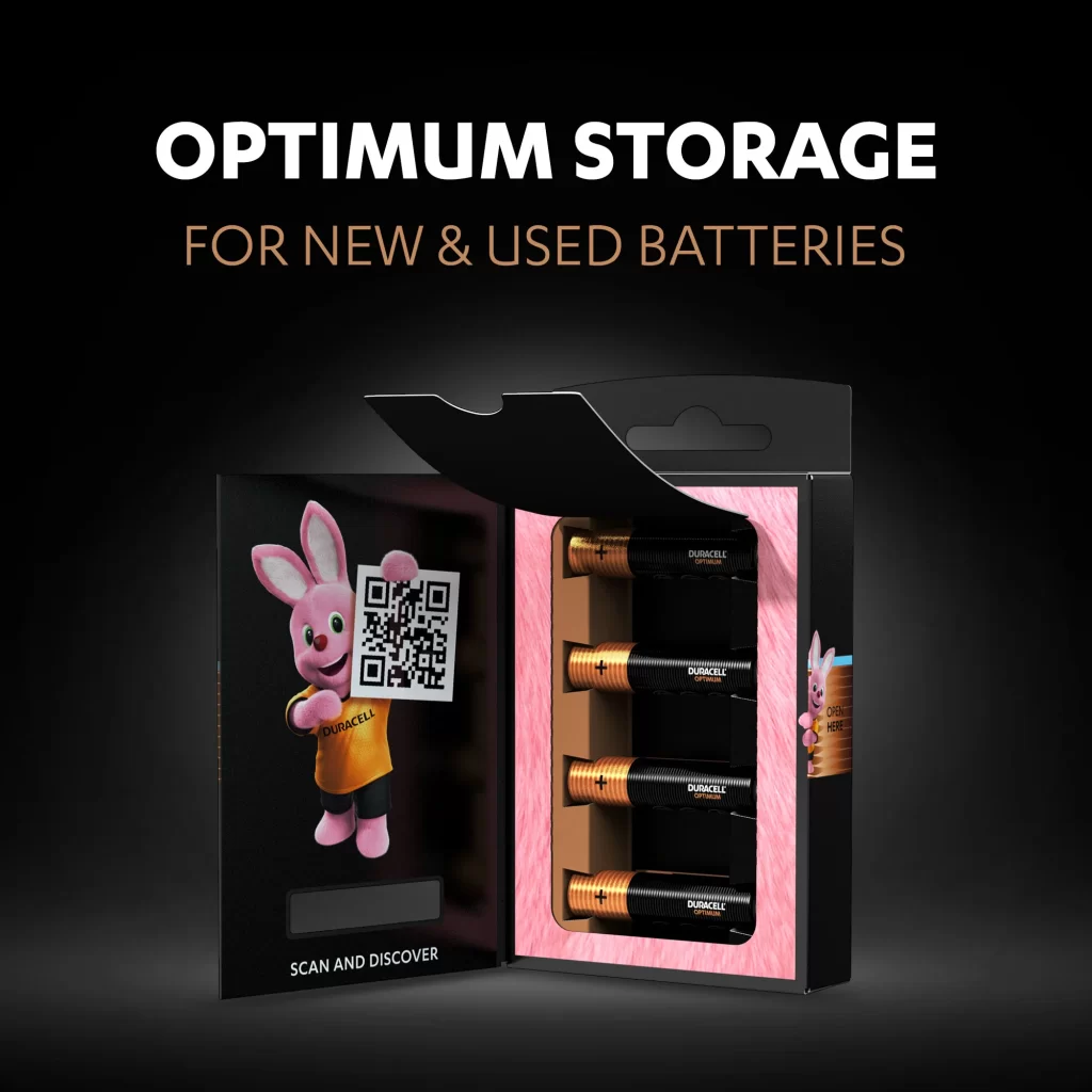 Duracell Optimum AA Battery 4 Pack Packaging