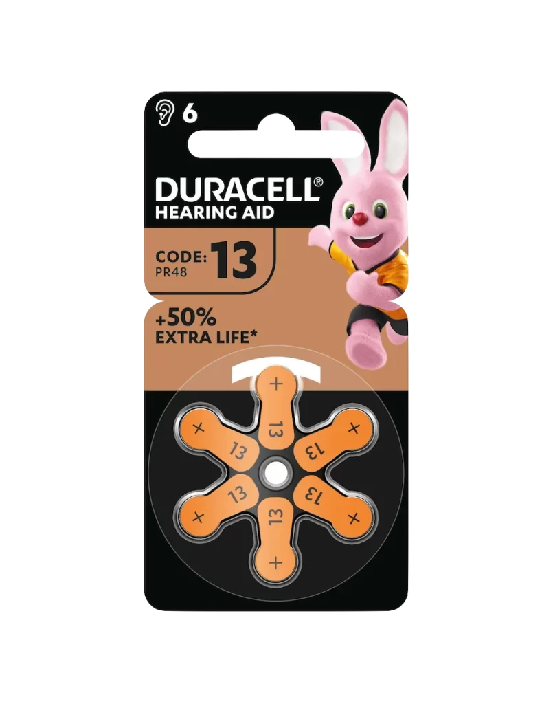 Duracell Hearing Aid 13 Battery 6 Pack Packaging