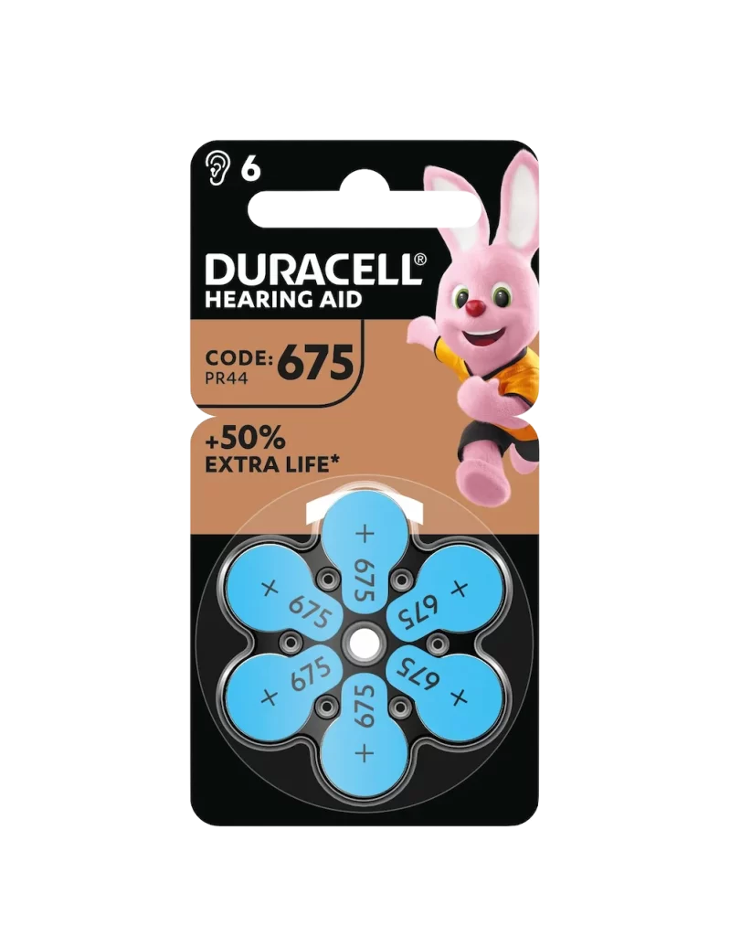 Duracell Hearing Aid 675 Battery 6 Pack Packaging