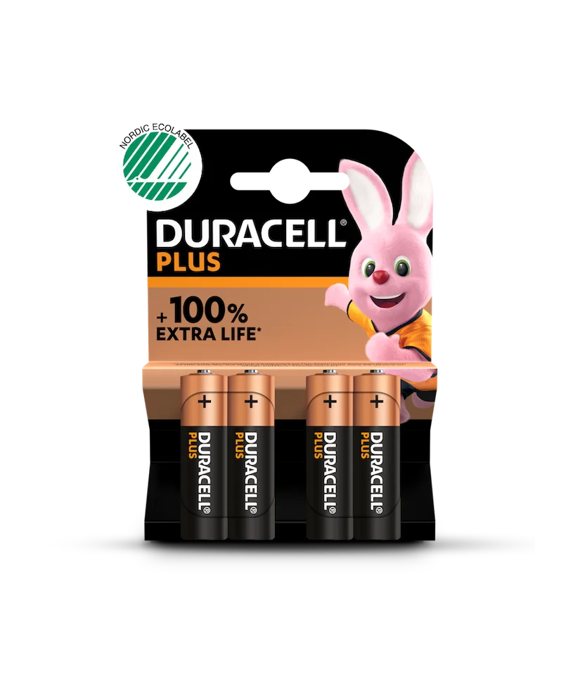 Duracell Plus Power AA Battery 4 Pack Packaging