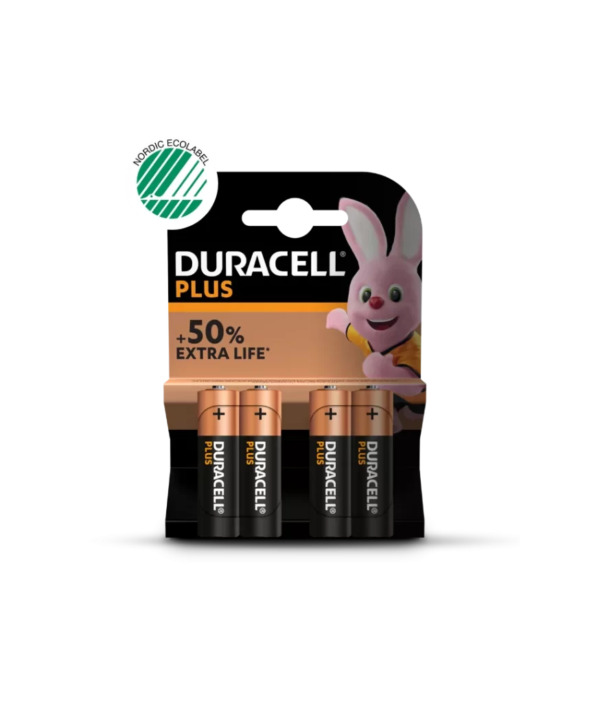 Duracell Plus Power AA Battery 4 Pack Packaging
