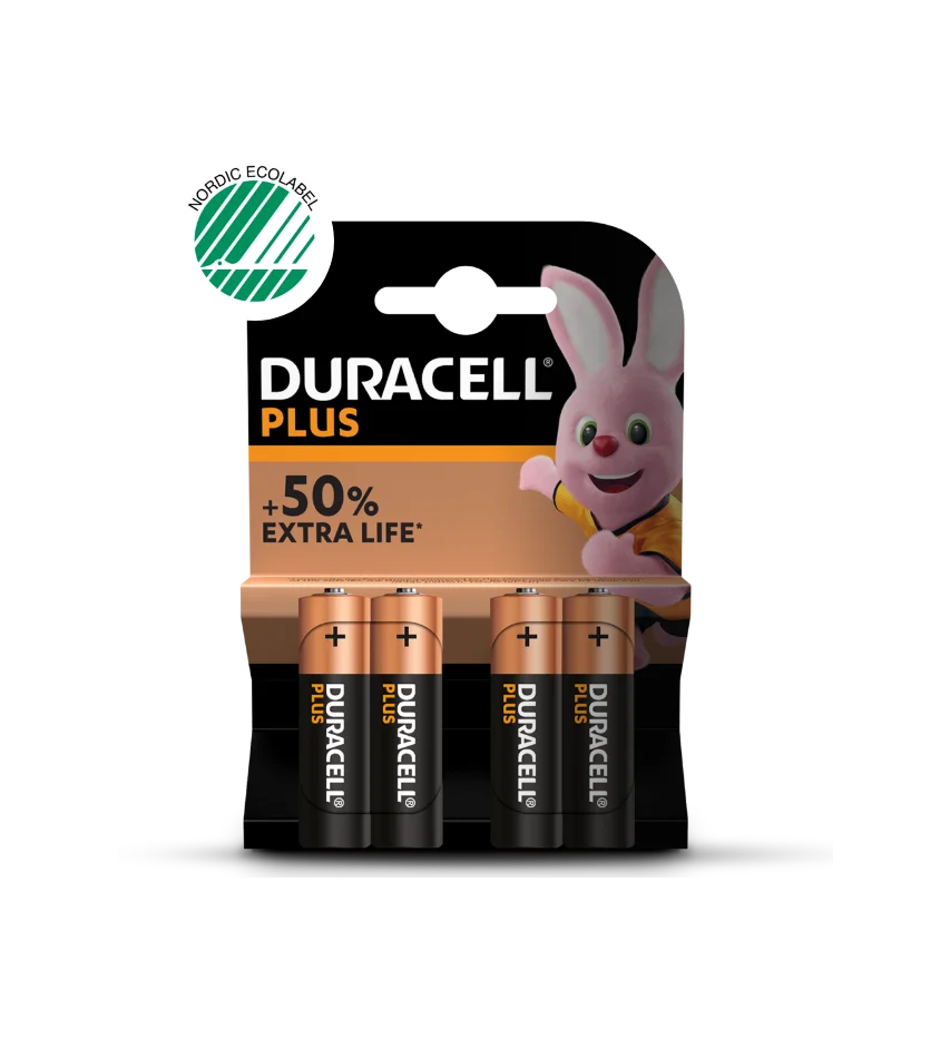Duracell Plus Power AA Battery 4 Pack Packaging