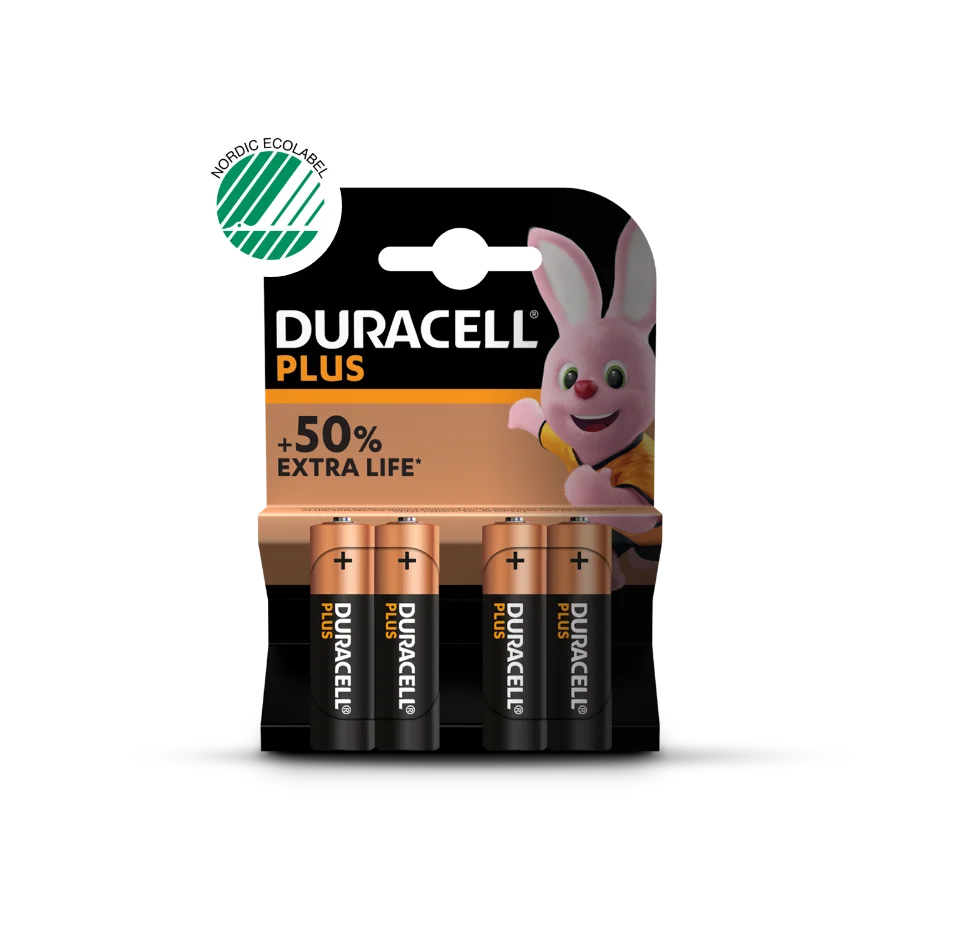 Duracell Plus Power AA Battery 4 Pack Packaging