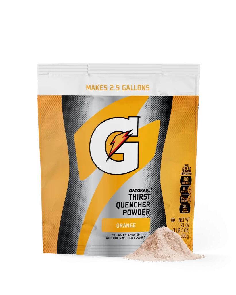 Gatorade Thirst Quencher Powder Orange 2.5 Gallon Bag 32 Pack Packaging
