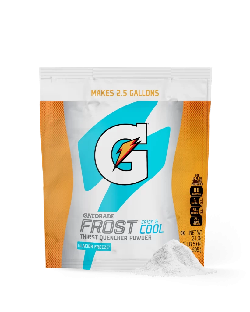 Gatorade Thirst Quencher Powder Glacier Freeze 2.5 Gallon Bag 32 Pack Packaging