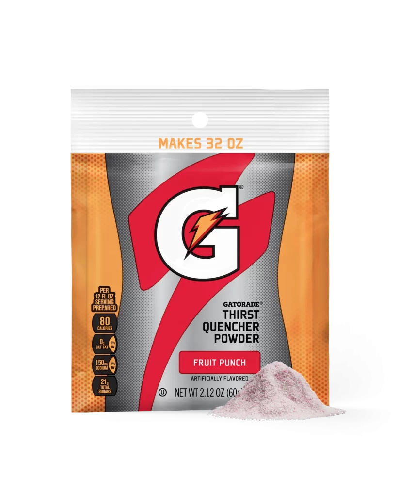 Gatorade Thirst Quencher Powder Fruit Punch 32 oz Bag Packaging