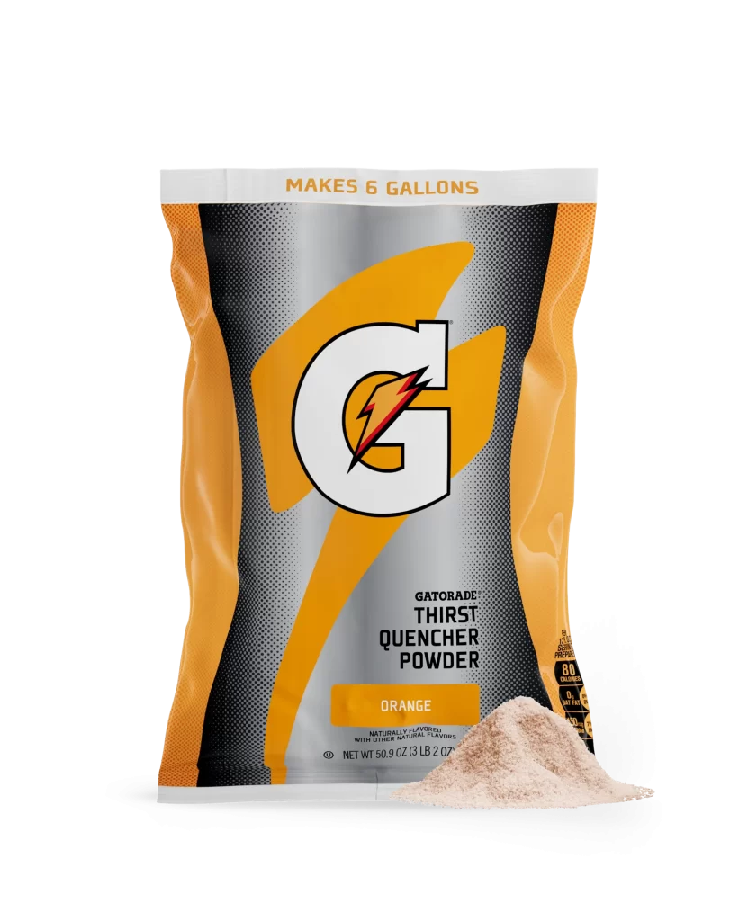 Gatorade Thirst Quencher Powder Orange 6 Gallon Bag Packaging