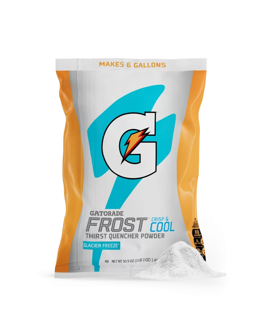 Gatorade Thirst Quencher Powder Glacier Freeze 6 Gallon Bag Packaging
