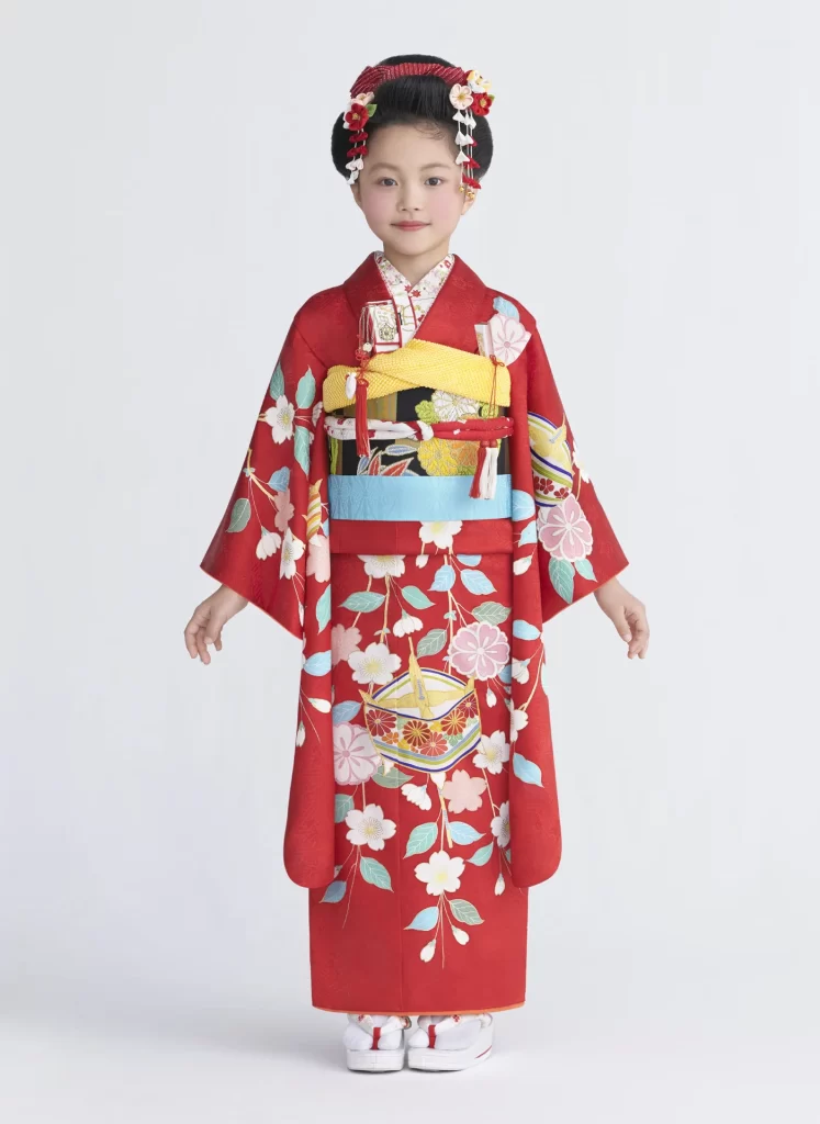 Girl Kimono Red Floral Pattern Fashion Photography