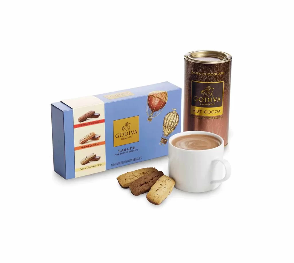 Godiva 18 pc Assorted Sables Gift Box and Dark Cocoa Gift Set Packaging