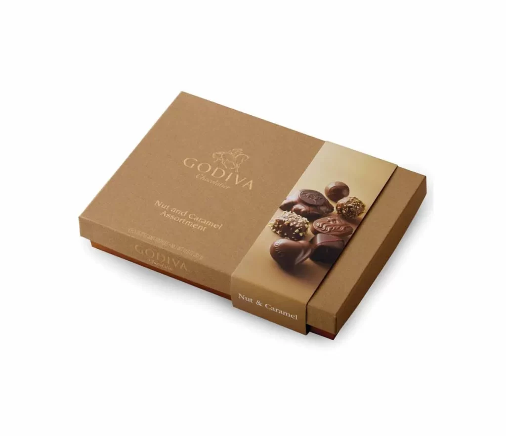 Godiva 19 pc Nut and Caramel Gift Box Packaging
