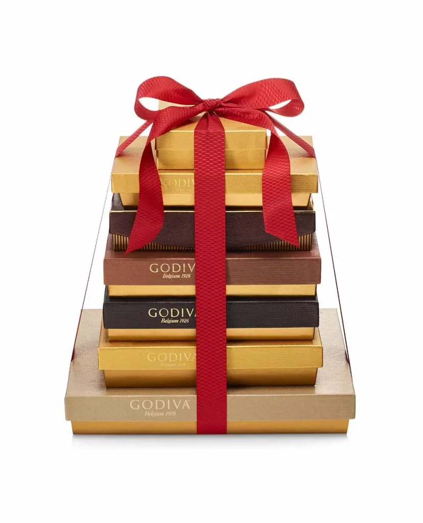 Godiva 7-tier Decadent Dream Tower Red Ribbon Packaging