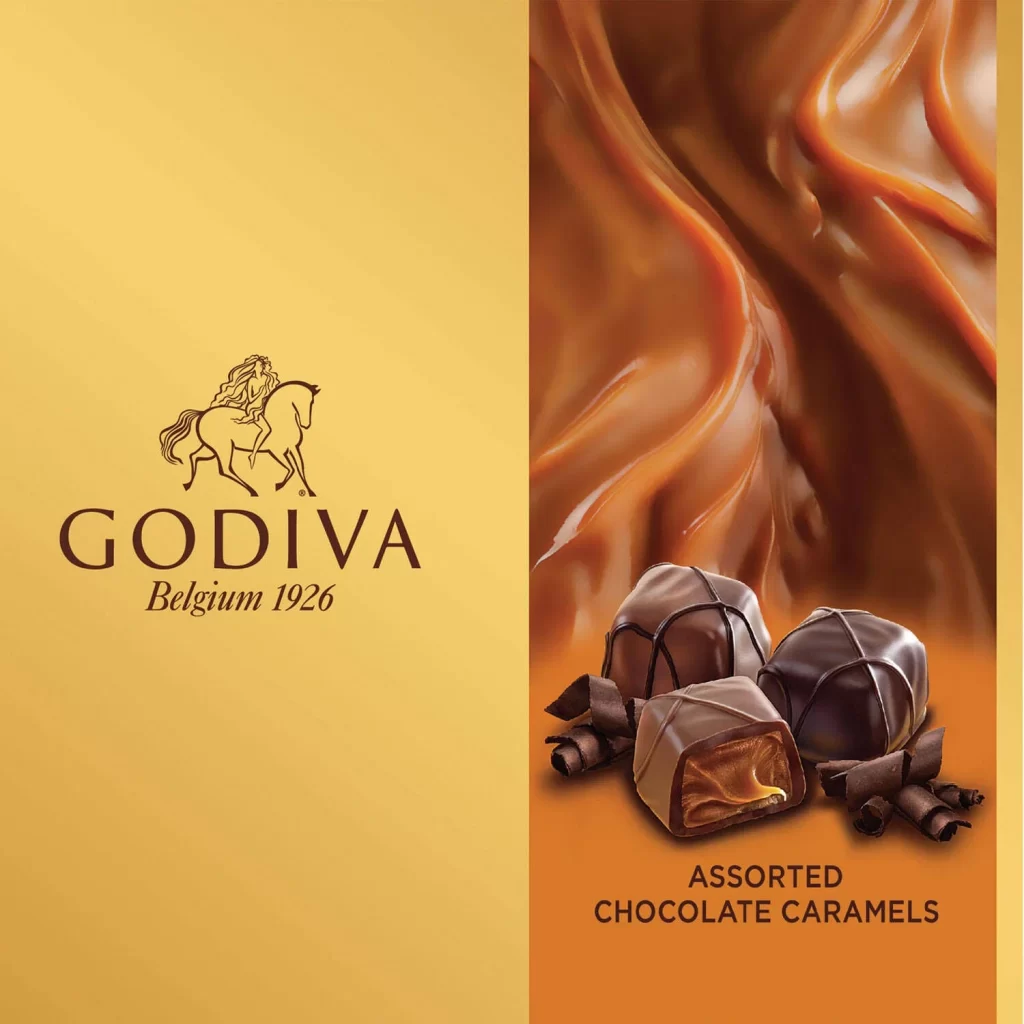 Godiva Assorted Caramel Chocolate Gift Box 15 pc Packaging