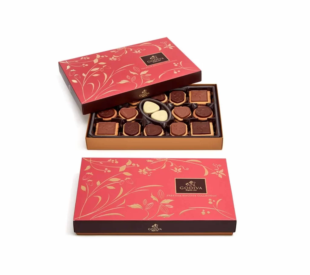 Godiva Assorted Chocolate Biscuit Gift Box 32 pc Set of 2 Packaging