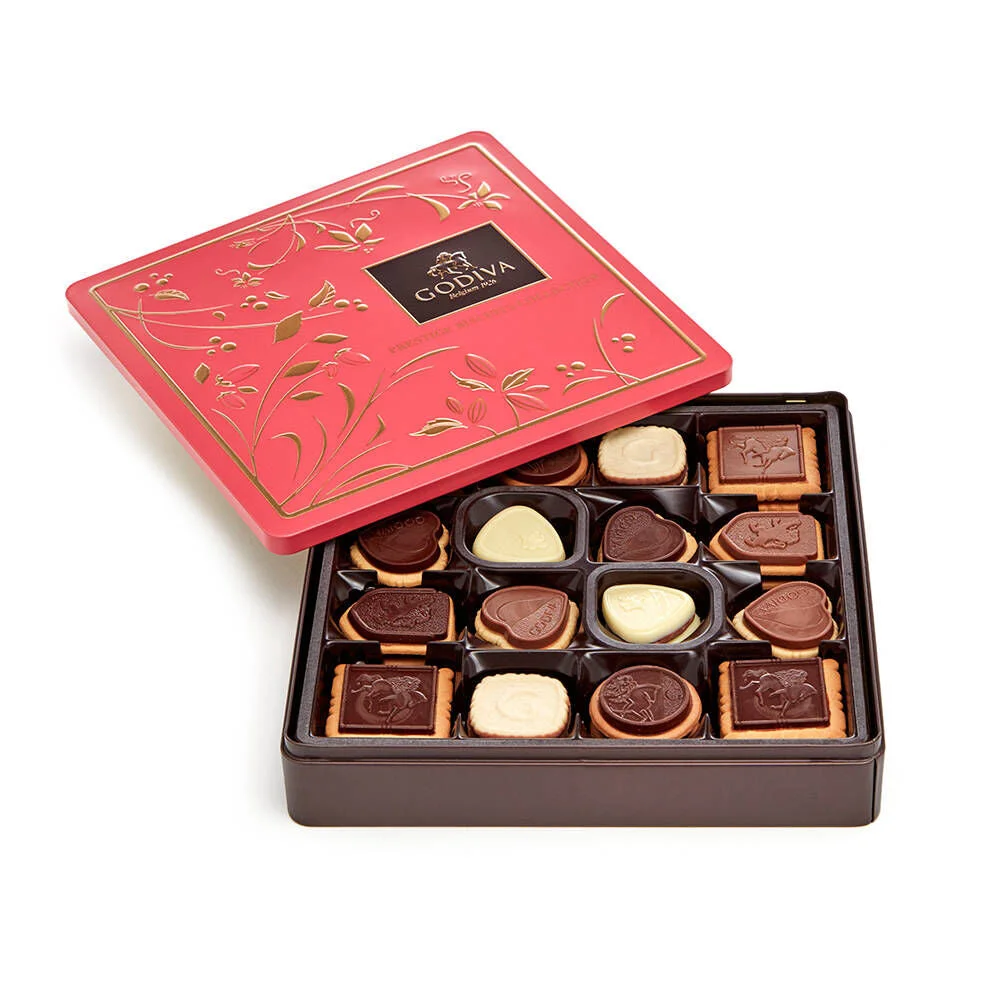 Godiva Assorted Chocolate Biscuit Tin 46 pc Packaging