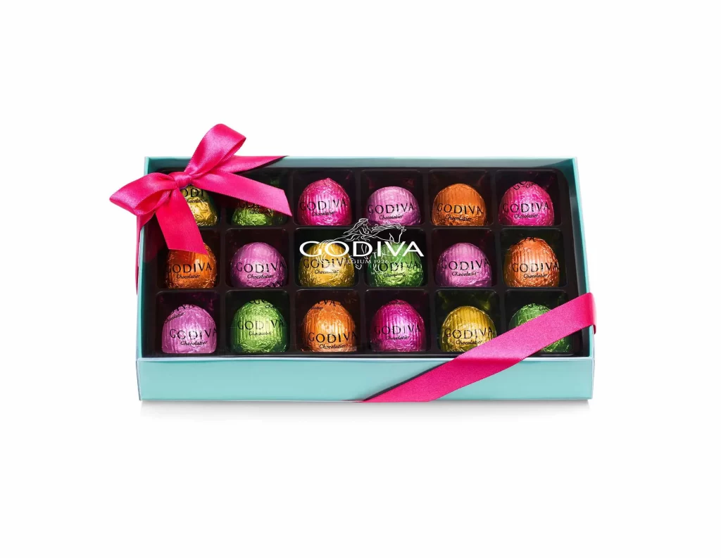 Godiva Assorted Chocolate Easter Egg Gift Box 18 pc Packaging