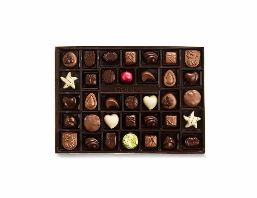 Godiva Assorted Chocolate Gold Gift Box Gold Ribbon 36 pc Packaging