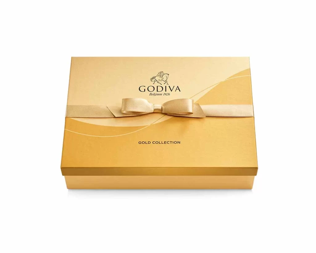 Godiva Assorted Chocolate Gold Gift Box Gold Ribbon 72 pc Packaging