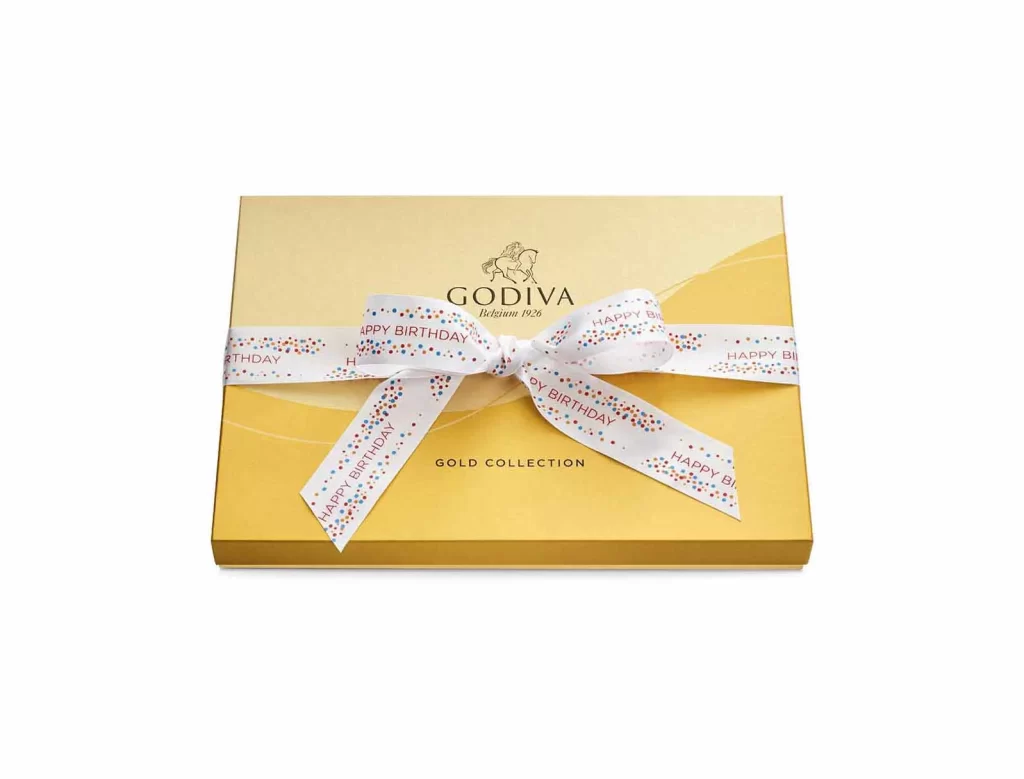 Godiva Assorted Chocolate Gold Gift Box Happy Birthday Ribbon 36 pc Packaging