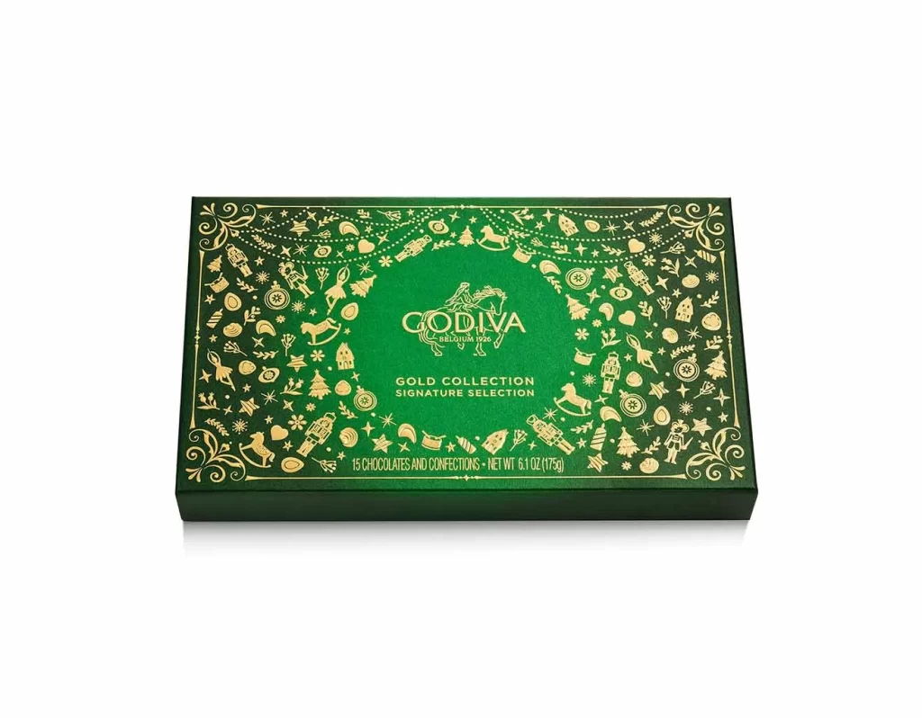 Godiva Assorted Chocolate Gold Gift Box Holiday Edition 15 pc Packaging