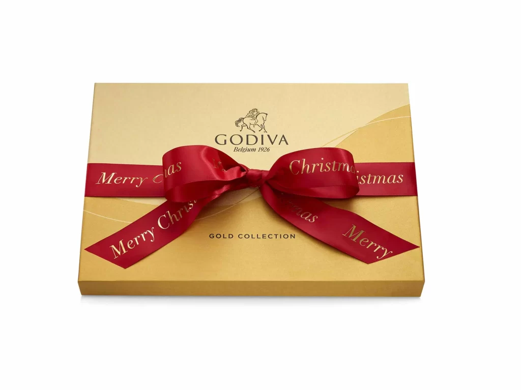 Godiva Assorted Chocolate Gold Gift Box Merry Christmas Ribbon 36 pc Packaging