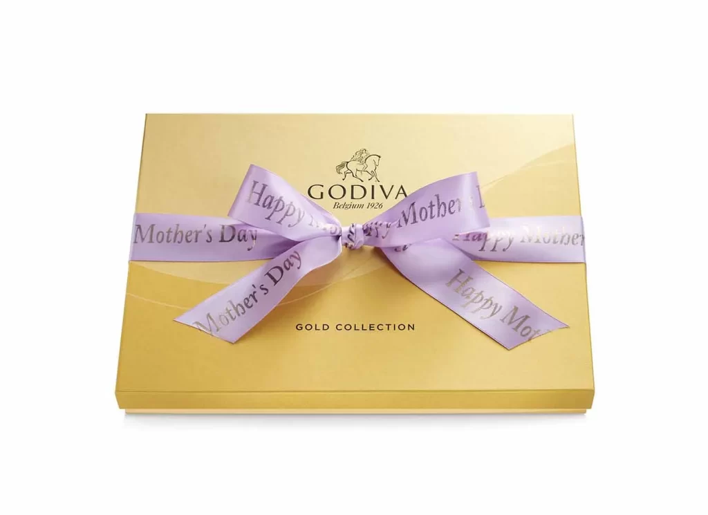 Godiva Assorted Chocolate Gold Gift Box Mother’s Day Ribbon 36 pc Packaging