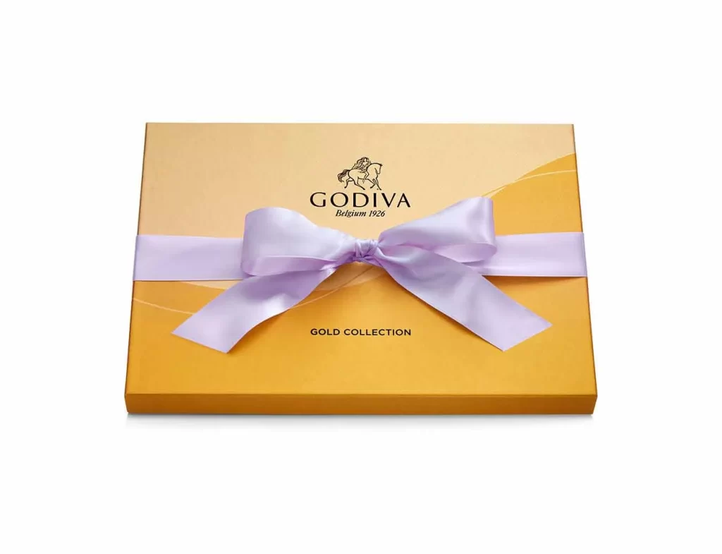 Godiva Assorted Chocolate Gold Gift Box Orchid Ribbon 36 pc Packaging