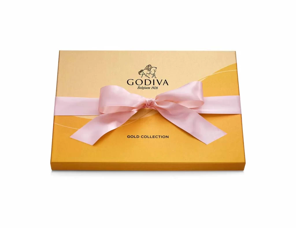Godiva Assorted Chocolate Gold Gift Box Pink Ribbon 36 pc Packaging