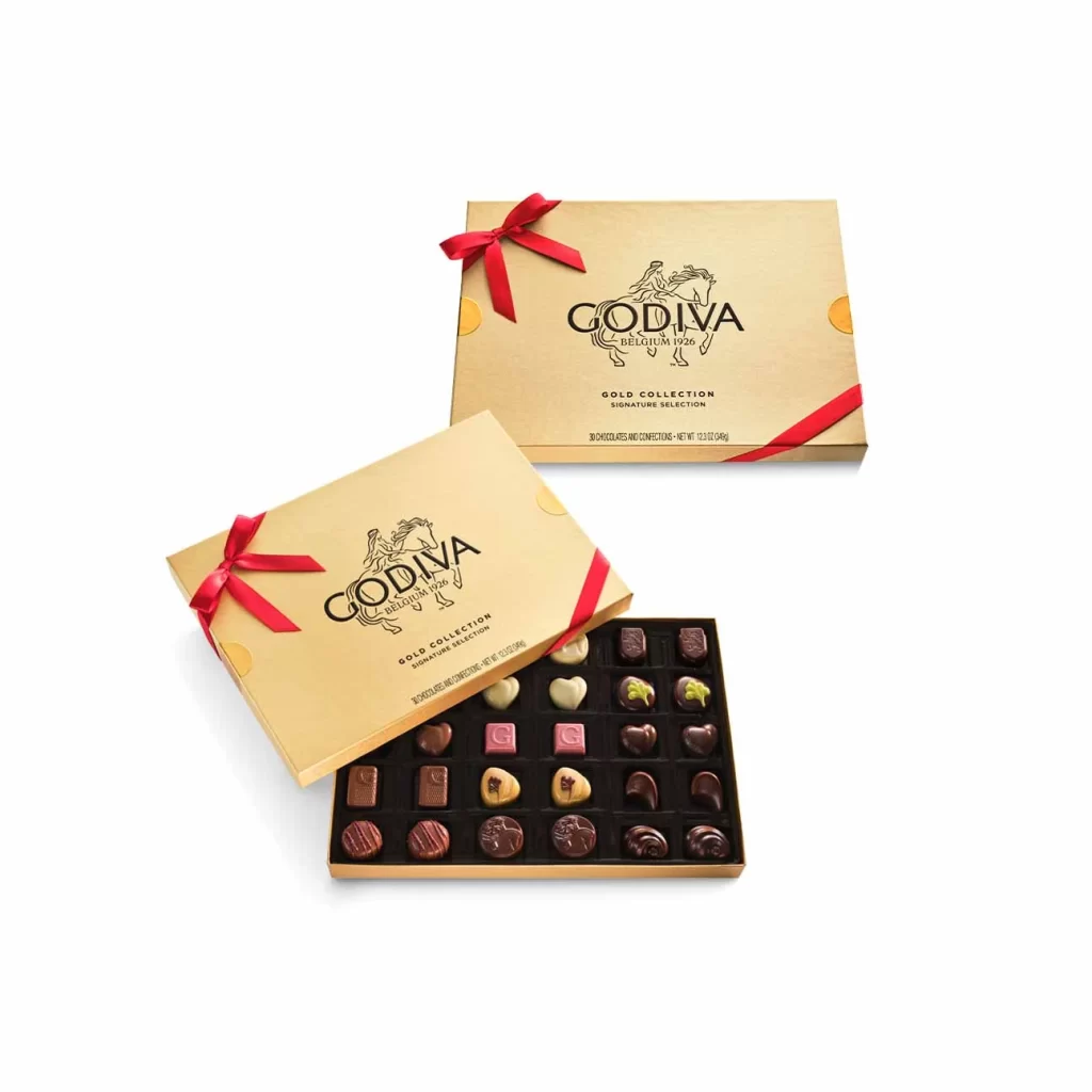 Godiva Assorted Chocolate Gold Gift Box Red Ribbon 30 pc Set of 2 Packaging