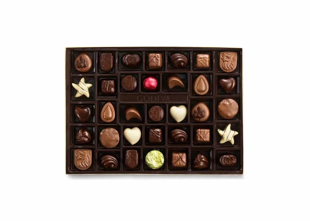 Godiva Assorted Chocolate Gold Gift Box Red Ribbon 36 pc Packaging