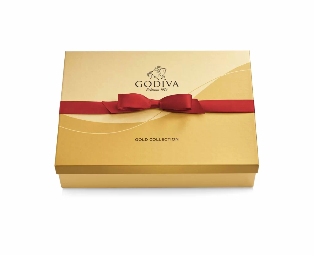 Godiva Assorted Chocolate Gold Gift Box Red Ribbon 72 pc Packaging