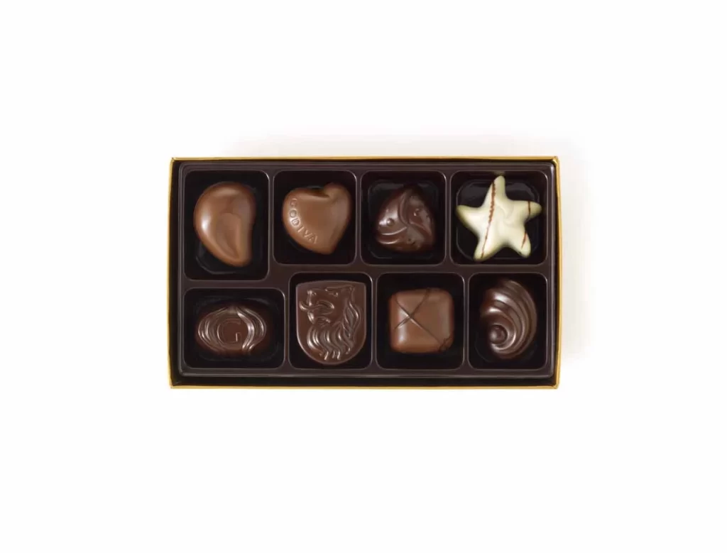 Godiva Assorted Chocolate Gold Gift Box Red Ribbon 8 pc + Heart Tin 12 pc Packaging