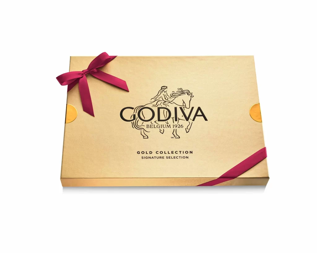 Godiva Assorted Chocolate Gold Gift Box Wine Ribbon 30 pc Packaging
